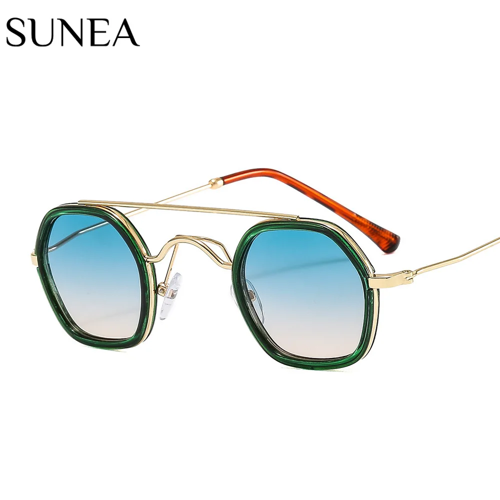 

Women Sunglasses Fashion Round Sunglass Double Bridge Sun Glasses Retro Men Hip Pop UV400 Gradients Shades Small Frame Eyewear