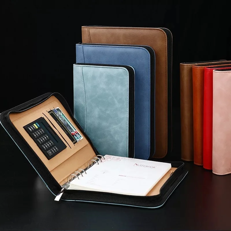 

A6 A5 B5 Diary Notebook and Journal Binder Spiral with Calculator Zipper Bag Note Book Business Manager Folder Padfolio Handbook