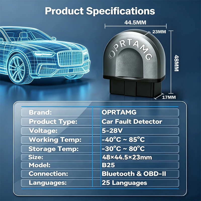 OPRTAMG B25 Bluetooth OBD2 сканер для Hyundai Santa Cruz, диагностический инструмент для всех систем автомобиля, кодирование ЭБУ. (art.: 3920dcf6df7e6) - 3920dcf6df7e6