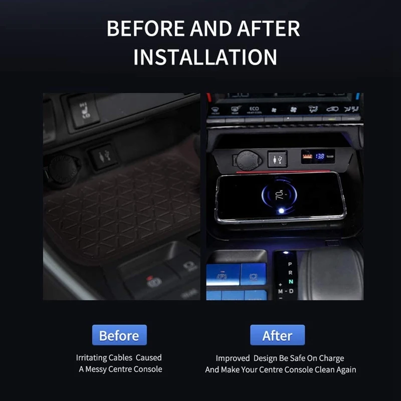 Автомобильное беспроводное зарядное устройство 15 Вт для Toyota RAV4 2019-2021 QC 3 0 станции