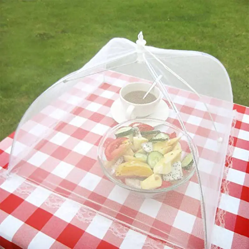

Household Umbrella Food Cover Picnic Barbecue Party Anti Mosquito Fly Cover Portable Lace Table Food Covers Kitchen Gadgets