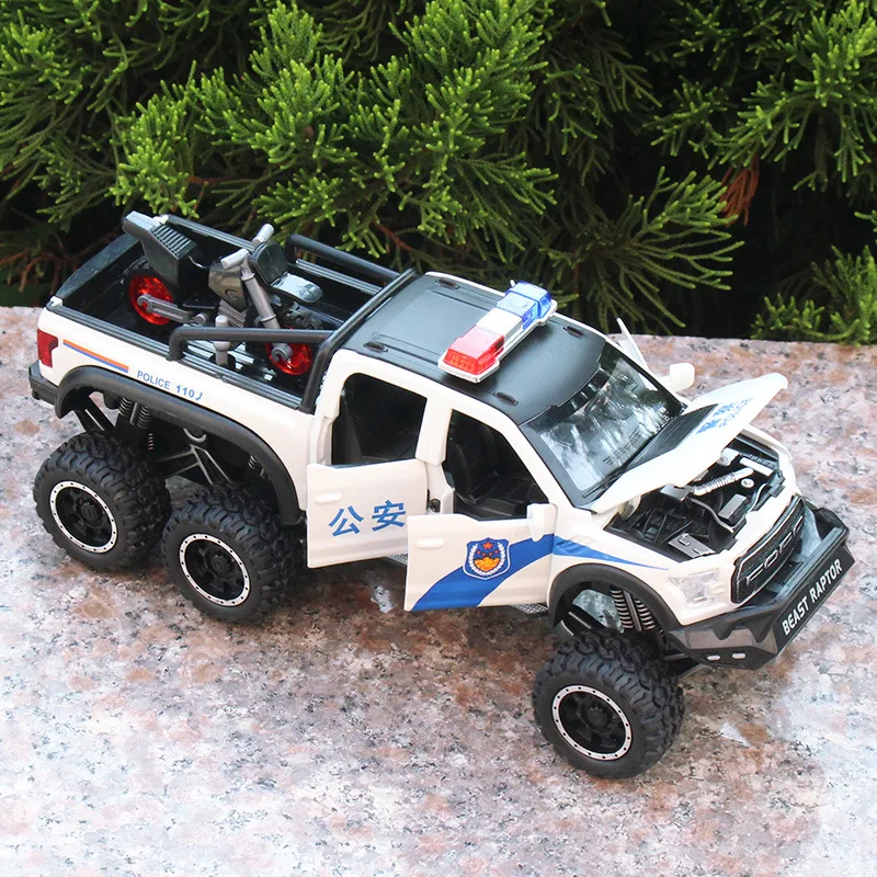 1:28 Ford RAPTOR F150 полицейский пикап имитация литой металлический автомобиль модель