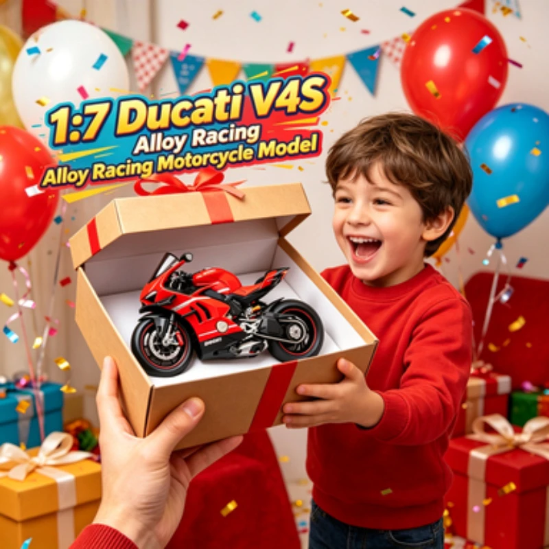 Фото Новая модель гоночного мотоцикла Ducati V4S из сплава, масштаб 1:7, 2026 год, декоративное украшение для дома, идеальный подарок для коллекционеров и мальчиков №1