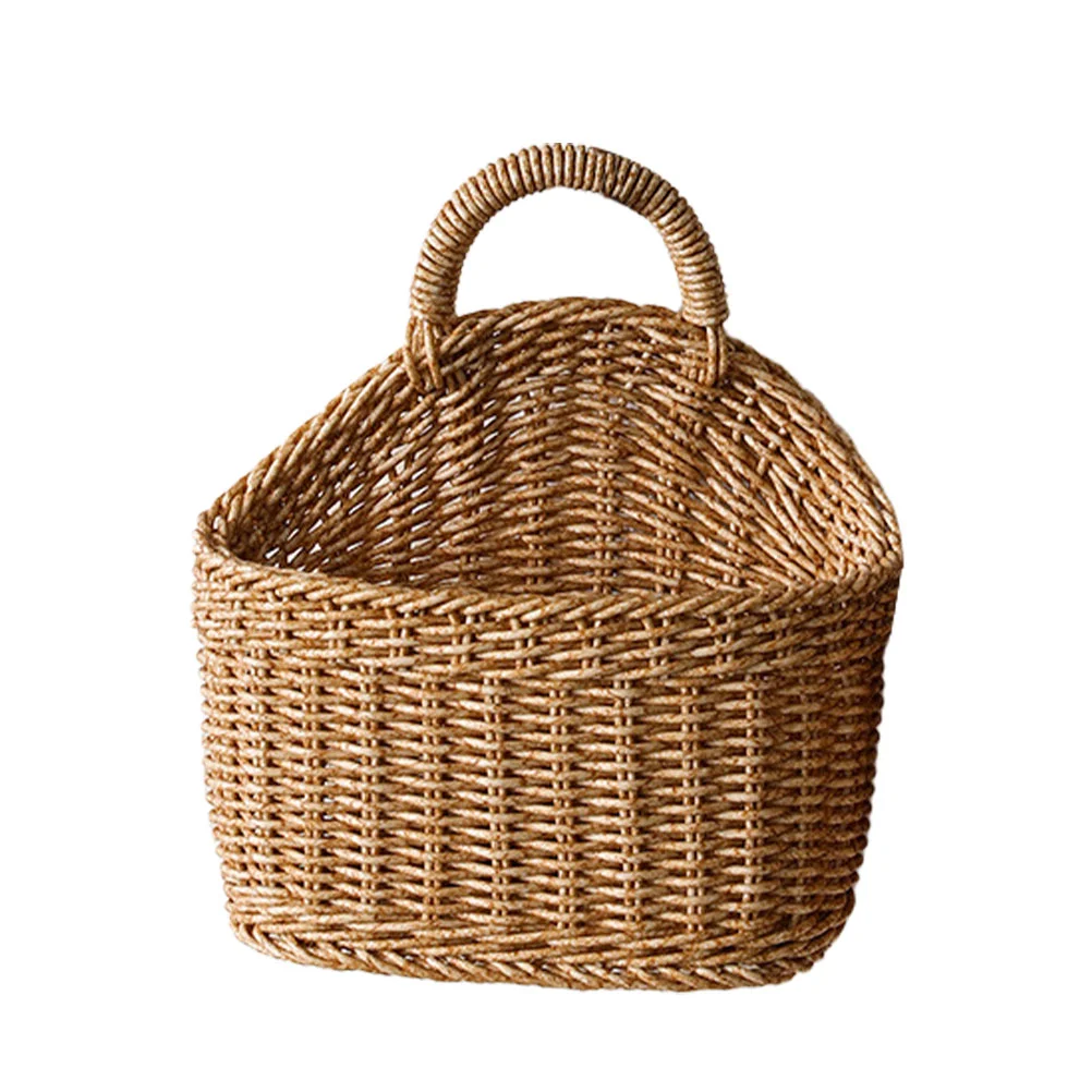 

Basket Hanging Storage Wall Woven Rattan Wicker Flower Baskets Fruit Egg Onion Planter Kitchen Garlic Pot Seagrass Vase Holder