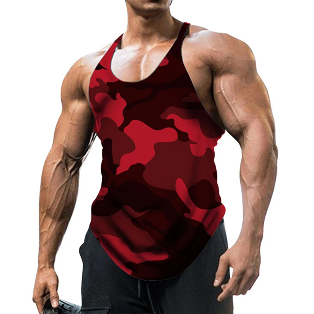 Mens Gym Vest Camouflage Tank Top Male Sleeveless Bodybuilding  Singlet Tops Casual Sport Vest  Mens Muscle Fit Workout Fitness