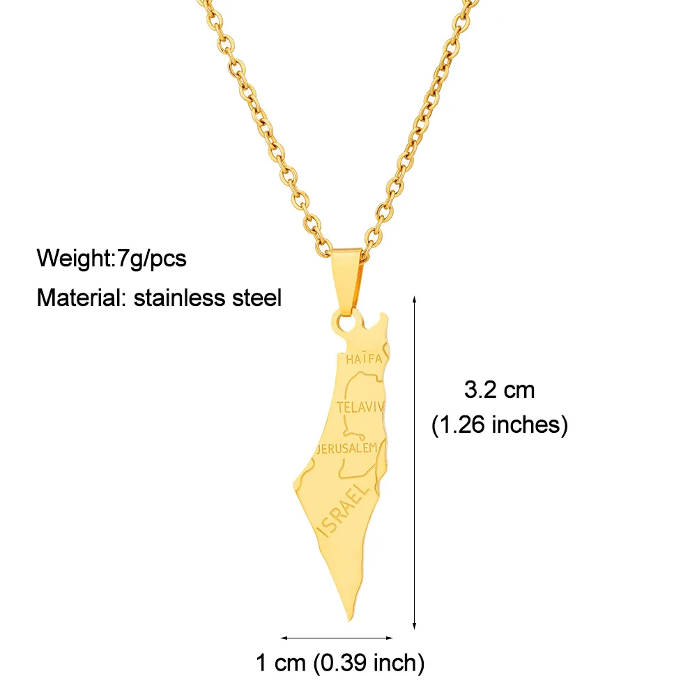 Ожерелье с подвеской в виде Арабской карты Палестины ожерелье из нержавеющей