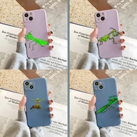 animal mantis phone case gray and purple for apple iphone 12pro 13 11 pro max mini xs x xr 7 8 6 6s plus se 2020 cover
