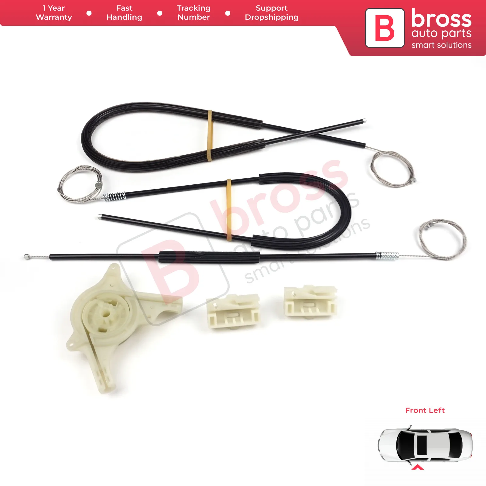 

Bross Auto Parts BWR695 Window Regulator Repair Kit Front Left Door for Mercedes Vito Viano 2004 - 2011 With W639 wheel House