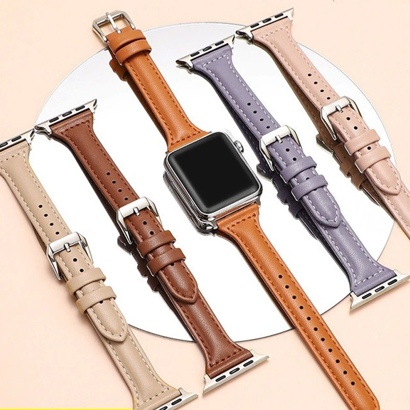 

High Quality Leather Loop for iWatch Series Ultra 49mm 7 41mm 45mm 6 SE 5 4 44mm Slimmer Strap for Apple Watch Band 38mm 42mm