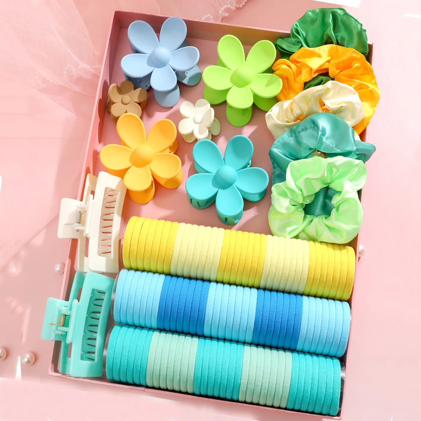Женская эластичная цветная лента для волос в форме цветка 53-163 шт.