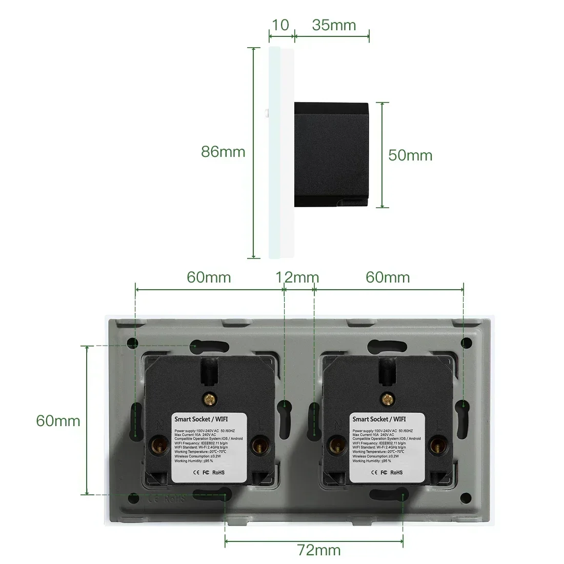 Настенные розетки Shawader Wi-Fi Франция умная панель из хрустального стекла