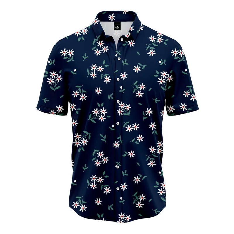 

Hot Men's Fashion Trend 3D Printed Men Slim Shirt Men's Clothing Autumn Turn-down Collar Streetwear Casual Button short sle
