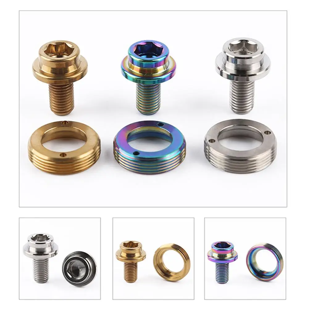 

1pc M8x15mm Titanium Alloy Bicycle Hex Bolts Bike Central Axis Screw With Dust Cap Gasket Bicycle Accessories