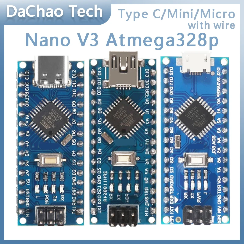 

Nano Mini Type-C Micro USB With the Bootloader Arduino Nano 3.0 Controller for Arduino CH340 USB Driver 16MhzAtmega328