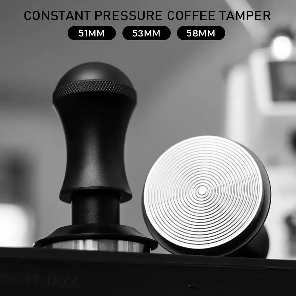 

Constant Pressure Coffee Tamper Espresso Distributor Stainless Steel 30lbs Force Powder Press Thread Base Hammer for 51/53/58mm
