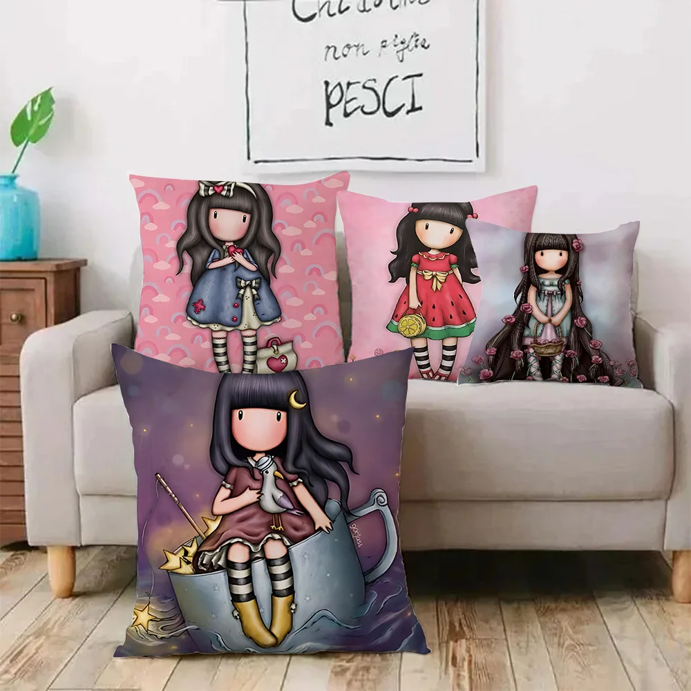 Cute Cartoon Santoro Gorjuss Pillow Covers Sofa Decorative Home Double-sided Printing Short Plush Cushion Cover