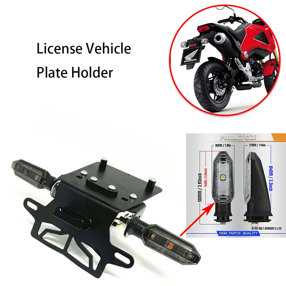 

Rear Tail Tidy License Plate Holder Number Bracket For MSX125 2011 2022 Motorcycle Accessories Mount Frame With LED Light