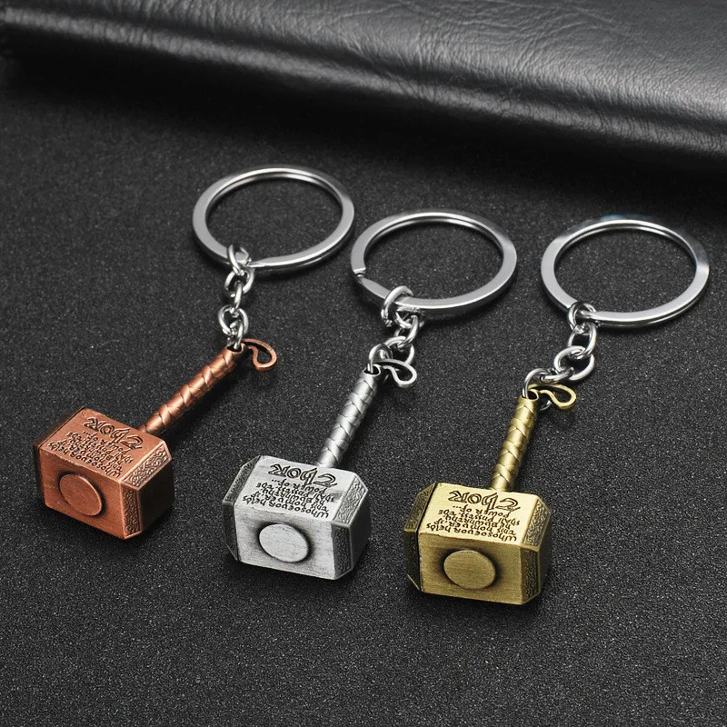 

Movie Mjolnir Thor Hammer Metal Keychain 5CM Superhero Cosplay Unisex Car Keyring Key Chains Costumes Props Jewelry Accessories