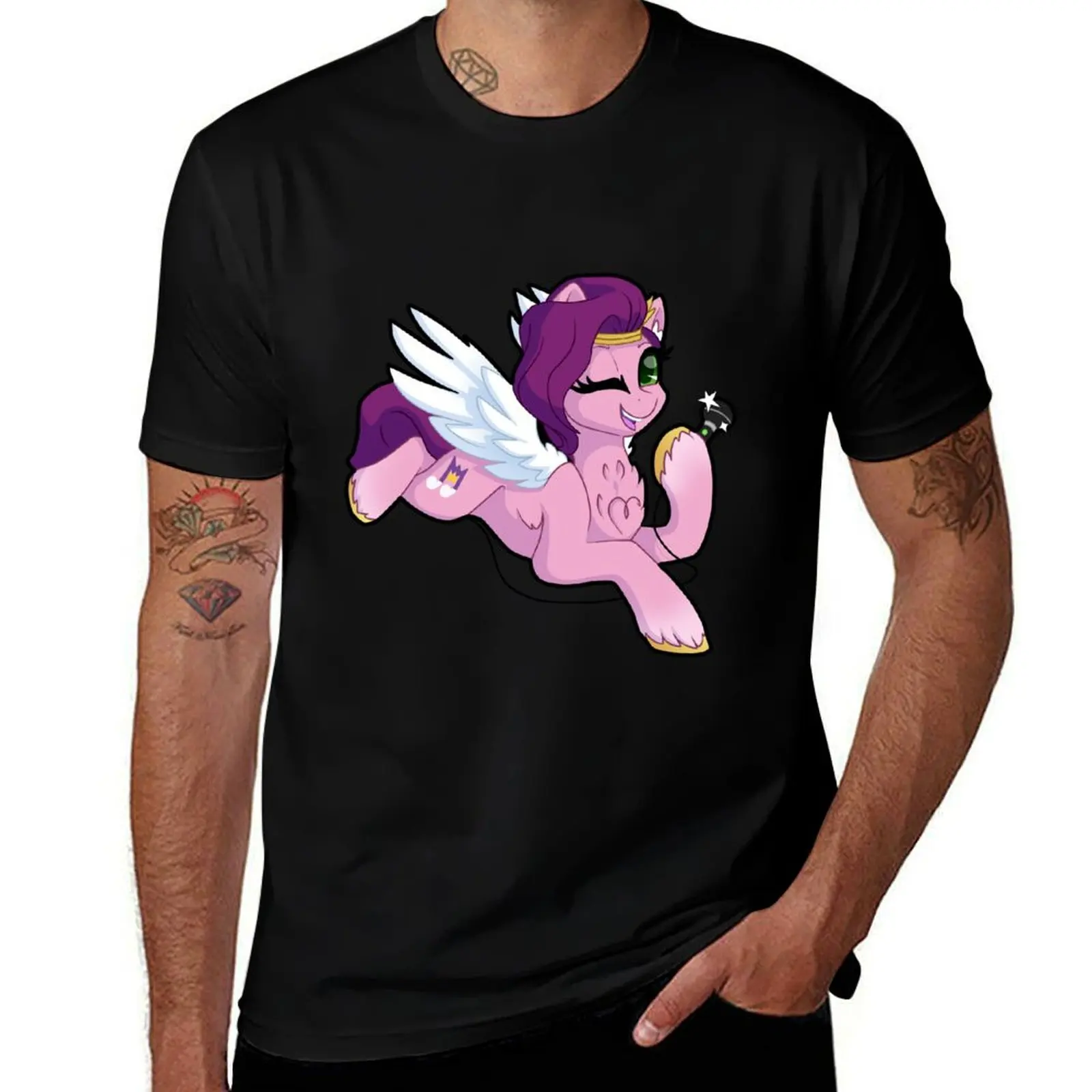 Мужская футболка с принтом пепестков Pipp 100 надпись Project by Gleamy Dreams G5 MLP черные