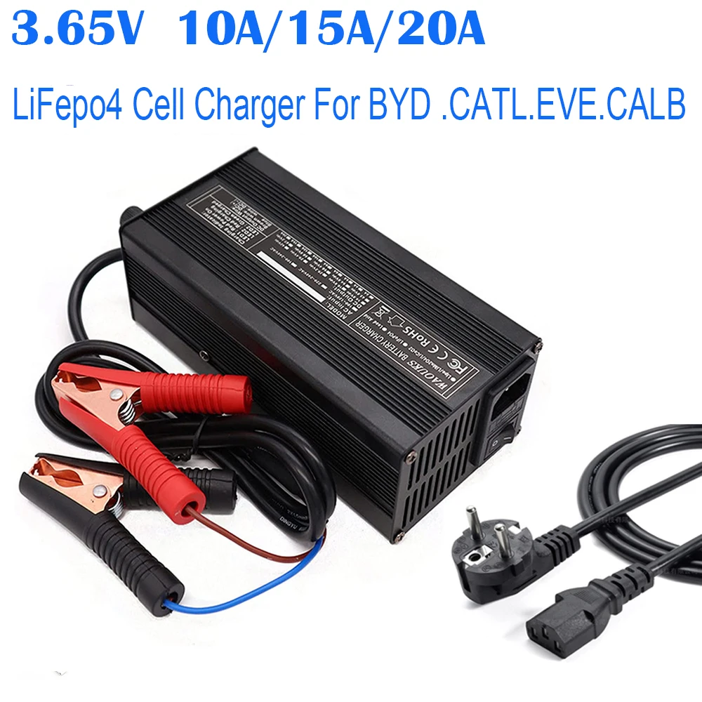 3.65V 20A 10A 25A Smart LiFePO4 Cell Lithium Auto Charger For 1S 3.2V Lithium Iron Phosphate Rechargeble BYD EVE CATL CALB Cell