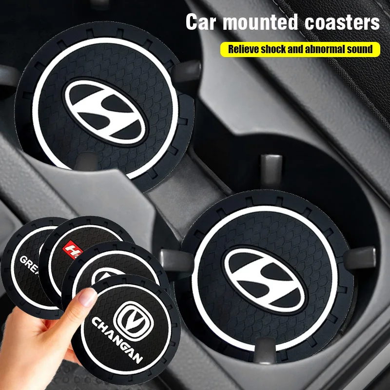 

Rubber Car Cup Mat Waterproof Non-slip Coasters for Hyundai I30 I20 IX20 IX35 Creta Kona Getz Veloster Tucson Azera Accessories