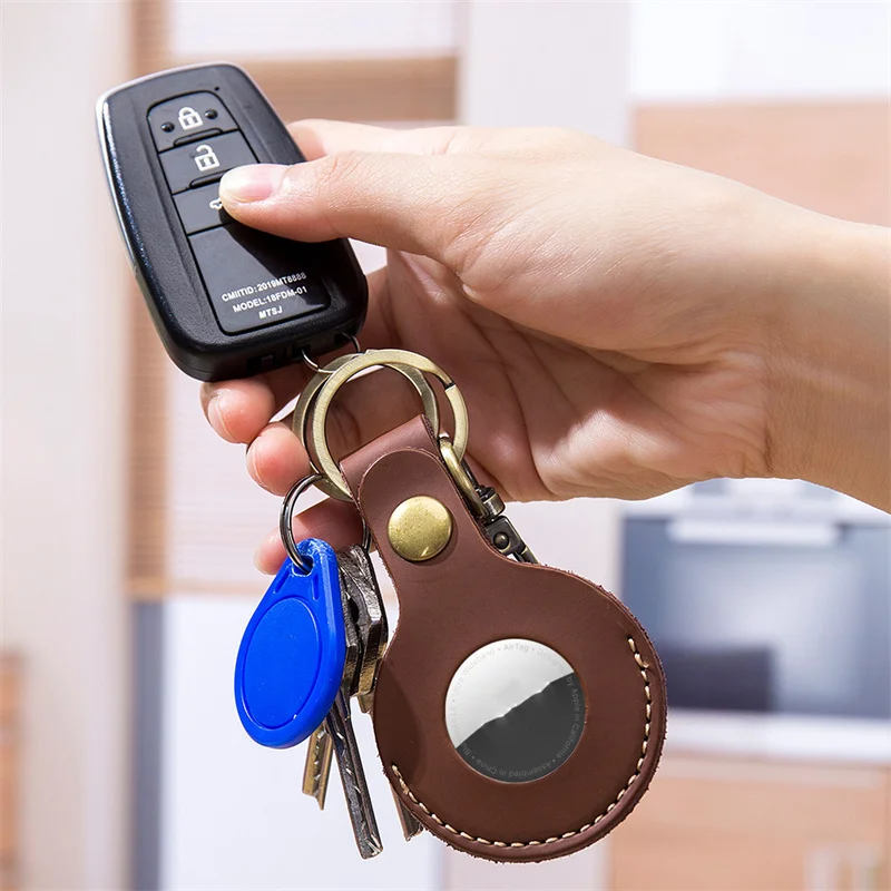 

Кожаный чехол-брелок для Apple airtag, чехол в стиле ретро, розовое золото, защитный чехол, чехол-бампер с трекером против царапин для Air Tag GPS