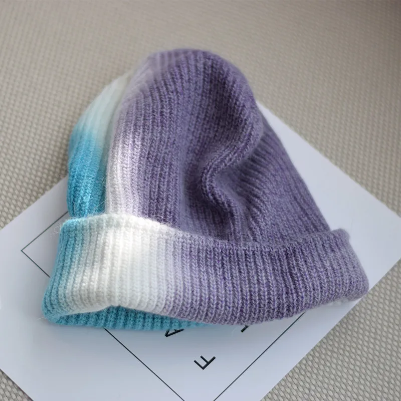 

Женская шапка, милая вязаная шапка из кроличьего меха двух цветов