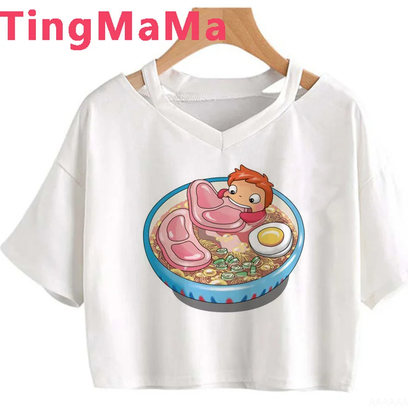 

Japanese Anime Miyazaki Hayao Spirited Away Ponyo Tee women funny manga summer Tee girl y2k clothing