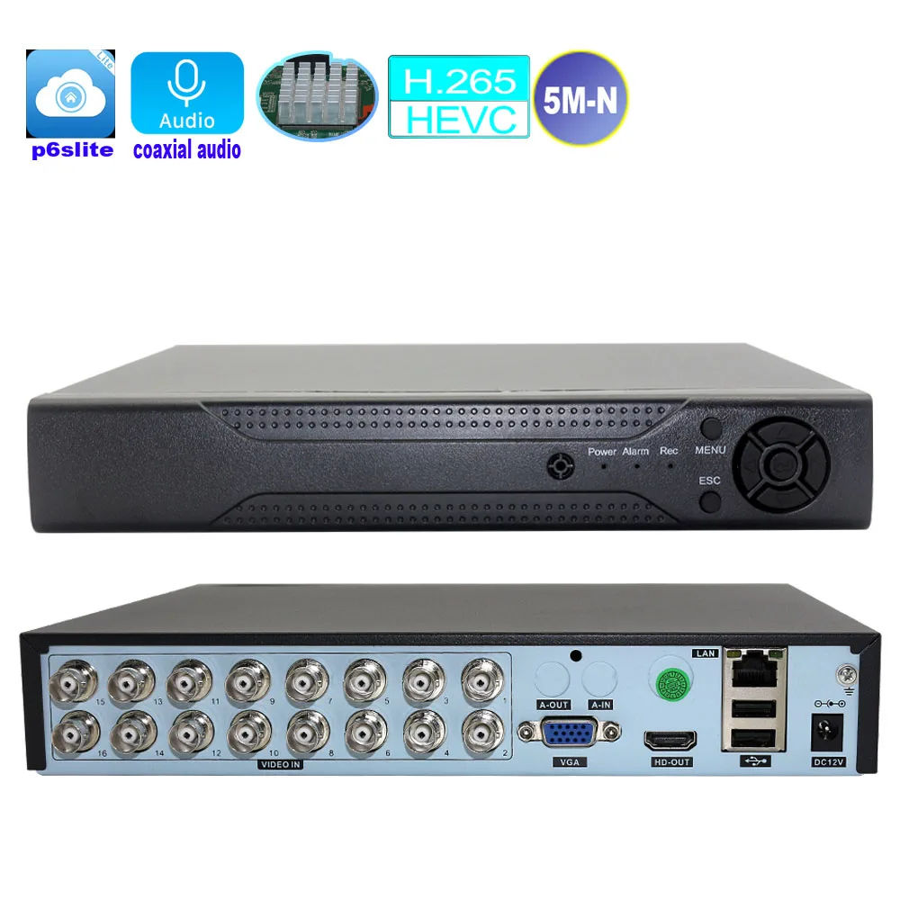 

16-канальный видеорегистратор HVR 5MP-N, 16-канальный 5-мегапиксельный IP-видеорегистратор 6 в 1, поддержка коаксиального аудио, корейский иврит для аналоговой камеры TVi CVI AHD