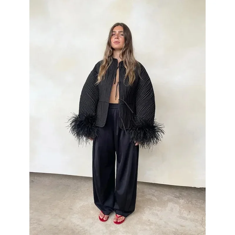 Женская Стеганая куртка на завязках однотонная хлопковая стеганая с длинными