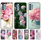 Черный чехол из ТПУ для Samsung galaxy A12, A22, A22S, A32, A42, A52, A72, 4g,  S21 PLUS, ультра задняя крышка, розовый цветочный пион, ваза