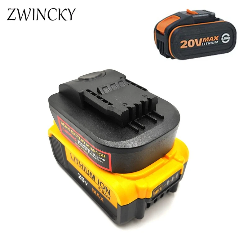

ZWINCKY Wireless power Tool battery adapter for Dewalt 18V 20V Lithium Battery Converter to for WORX 20V 4-Pin orange tool use