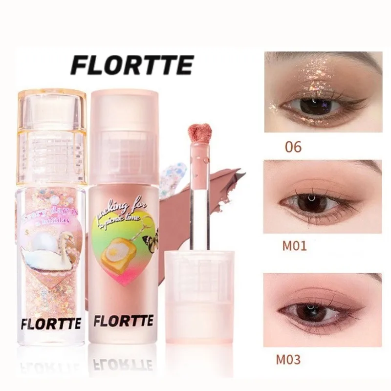 

A peach Flortte Heart Attack Liquid Eyeshadow Shimmer Glitter Sequins Shine Brighten Lying Silkworm Highlighter Eye Makeup