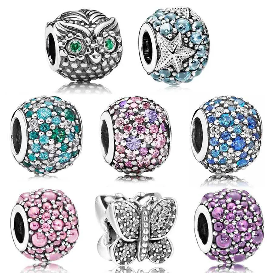 

Original Multicolor Mosaic Ball Cute Wish Owl Droplet With Crystal Charms Fit Europe Bracelet 925 Sterling Silver Bead Jewelry