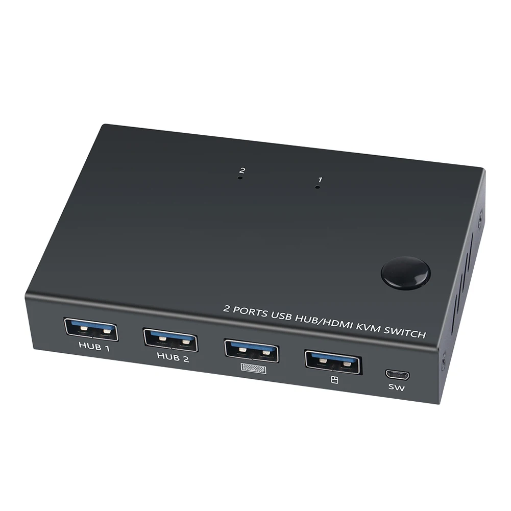 

Mouse Support KVM Switch With Cables for USB Button Desktop Controller Monitor Displayport TV Projector Plug And Play Stable