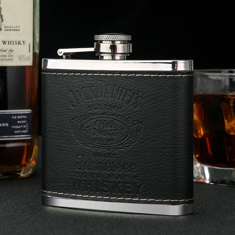 

Hip Flask with PU Leather Mini 7oz Portable Whisky Business Men Flagon 304 Stainless Steel Alcohol Flasks Vodka Best Man Gift