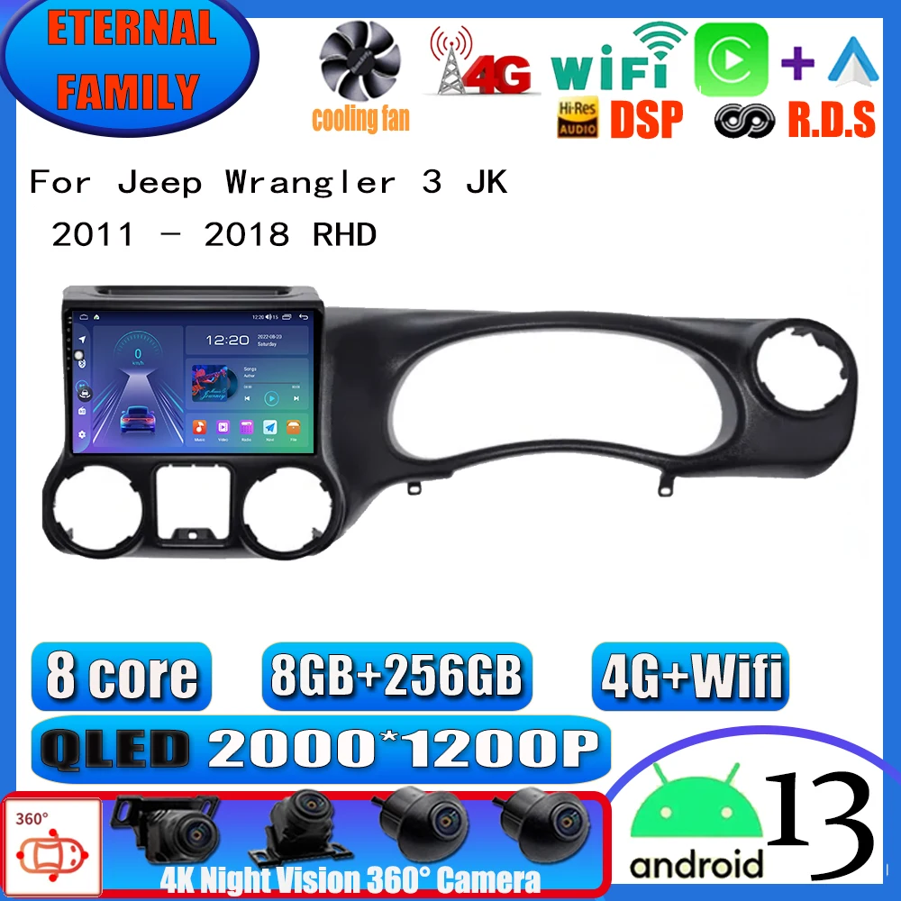 

Android 13 Car Radio Player For Jeep Wrangler 3 JK 2010 - 2018 RHD Navigation GPS Autoradio Touchscreen Carplay IPS DSP BT