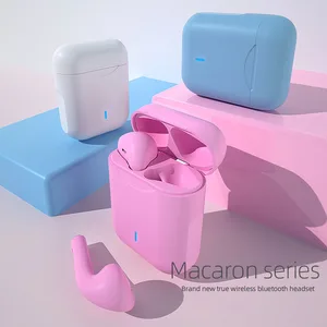 i12 tws wireless headphones bluetooth 5 0 earphone matte macaron earbuds handsfree with mic charging box headset for all phones free global shipping