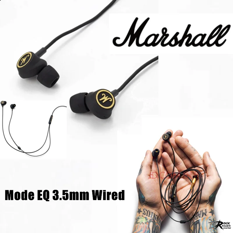 Original Marshall Mode EQ 3.5mm Wired Earphone Classic Deep Bass Rock retro Headset with mic for Pop Rock Classic Music