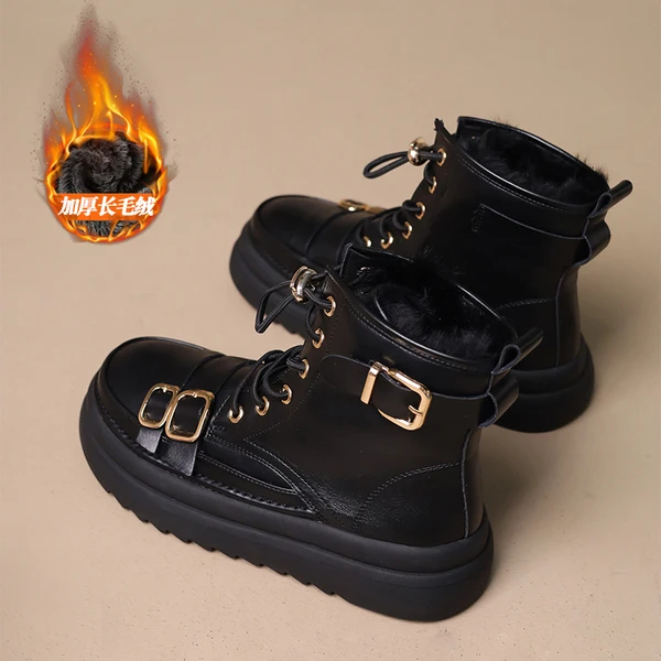 

Женские ботинки-шикарные дизайнерские зимние ботинки со шнуровкой и круглым носком