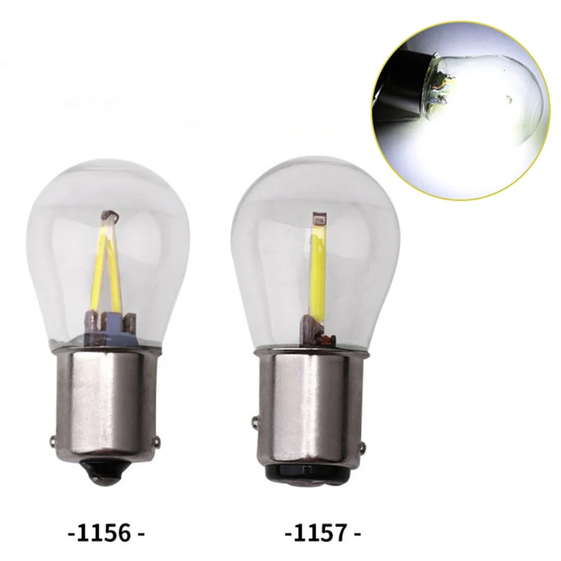 

2pcs 1156 1157 LED COB Filament Chip Car Reverse Bulb Parking Lamp Auto Brake Lights 12V