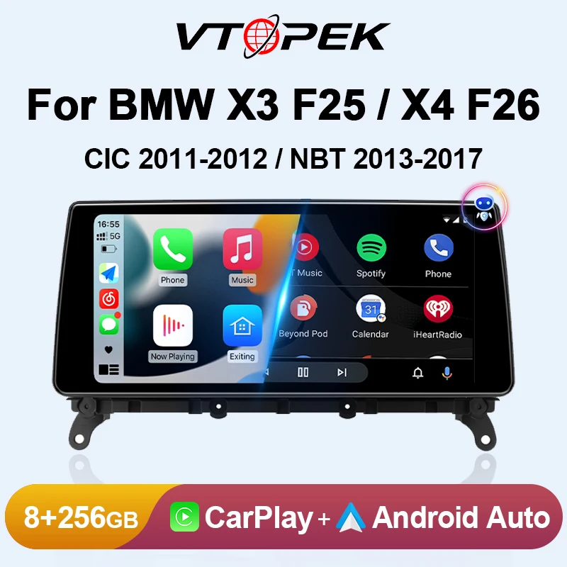 

Автомагнитола Vtopek, 2 Din, 10,25 дюйма, Android 12, для BMW X3/X4/F25/F26 2011-2017