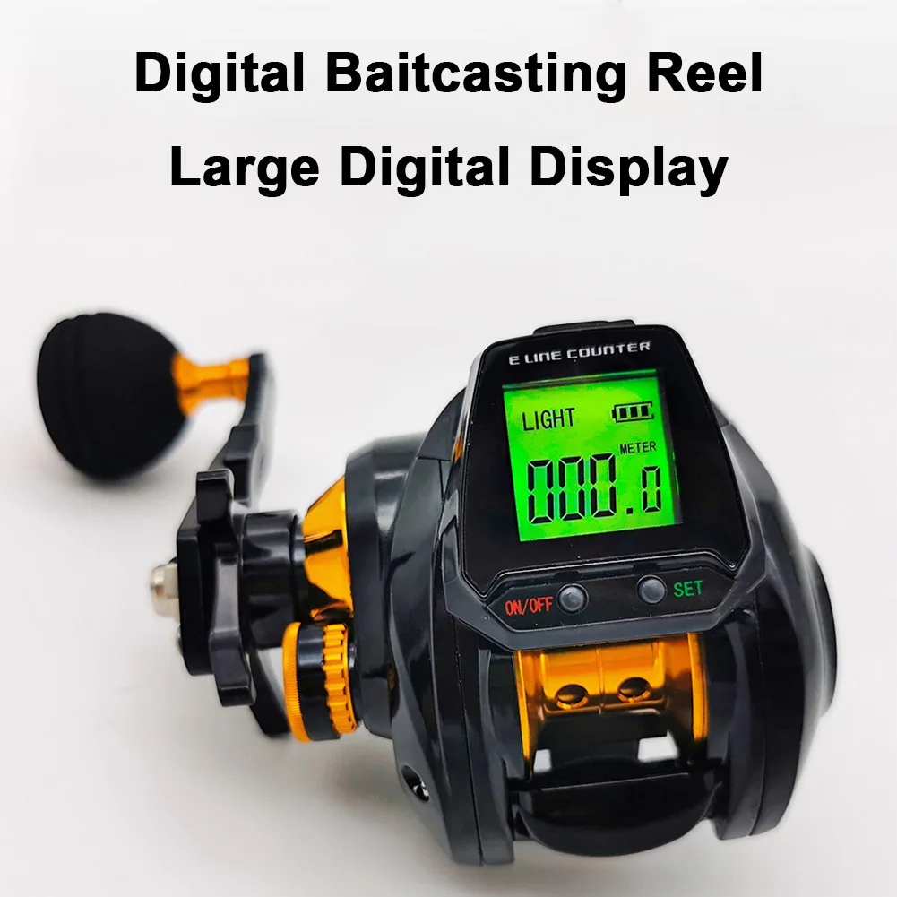

6.3:1 Digital Fishing Baitcasting Reel With Accurate Line Counter Large Display Bite Alarm Left Hand Counting Fish Reels Pesca