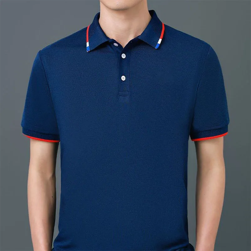 

Business Casual Men Short Sleeve Polo Shirts Summer New Solid Male Clothes Basic T-shirt Streetwear Fashion Solid Loose Top 2023