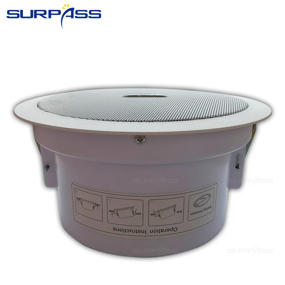 Коаксиальные белые потолочные колонки для дома 8Ом системы фоновой музыки Hi-Fi стерео звук 20Вт громкоговоритель PA Public Broadcast.