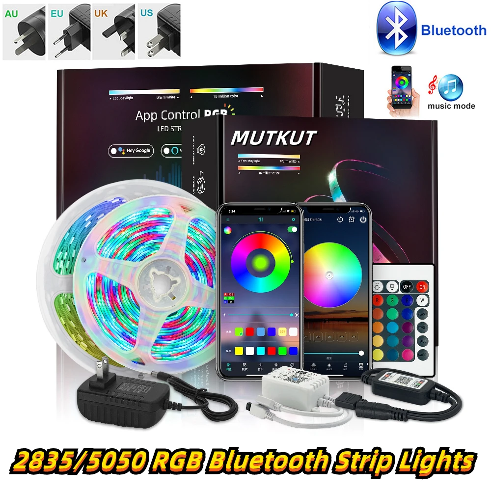 

Bluetooth Светодиодная лента s 12 в 5050 2835 SMD гибсветильник вая лента Водонепроницаемая RGB лампа лента диодсветильник лампа с управлением постоянн...
