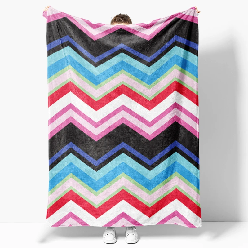 

Modern Home Fluffy Soft Geometric Pattern Flannel Blankets Autumn Breathable Super Warm Throw Blankets For Travel Bedding Throws