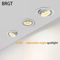 brgt led spotlights 5w7w12w15w recessed ceiling lamp aluminum adjustable focus focos 85 220v for kitchen home indoor lighting