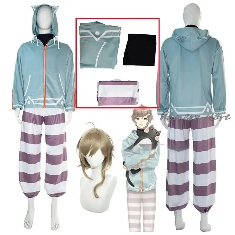 

Kanae Cosplay Anime VTuber Nijisanji Daily Uniform Hoodies Wig Set Halloween Party Outfit for Woman Men