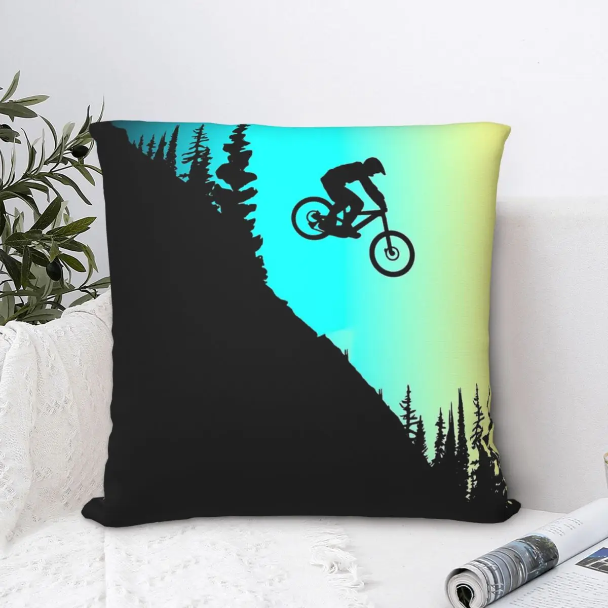 MTB Colors Throw Pillow Case Bicycle Backpack Cushions Covers DIY Printed Washable Sofa Decor
